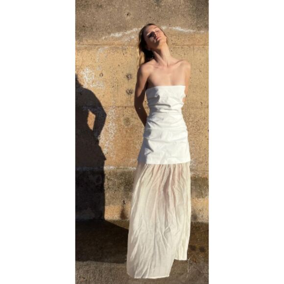 NWT ZARA COMBINATION STRAPLESS MIDI DRESS - Picture 9 of 12